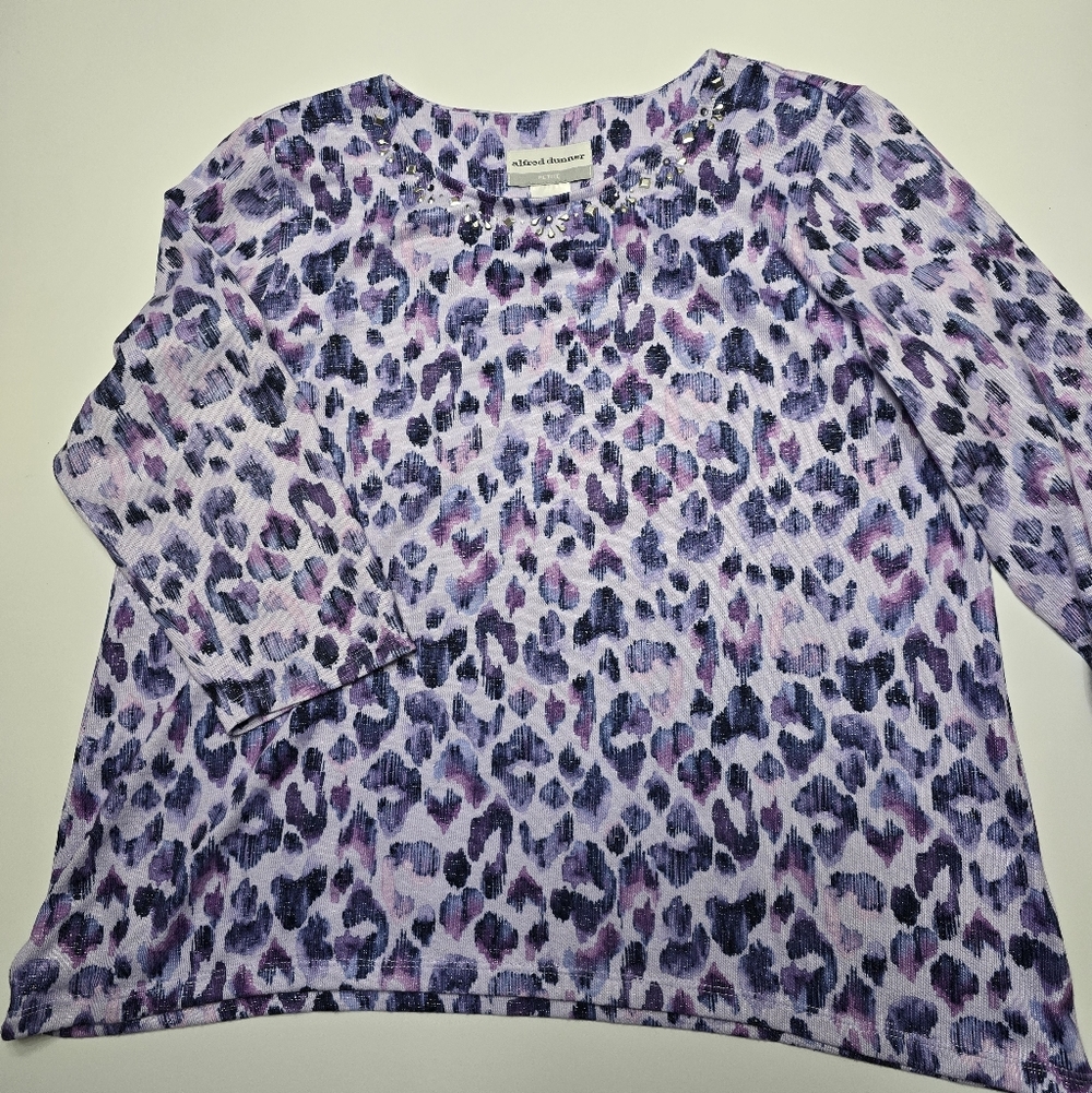 Alfred Dunner Purple and Black Leopard Print Ladies